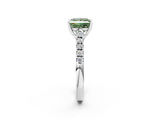 White gold Fancy Green Princess  Cut Pavé Band Solitaire Ring with Four-Prong Setting_19