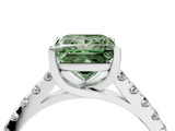 White gold Fancy Green Princess  Cut Pavé Band Solitaire Ring with Four-Prong Setting_21