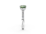 White gold Fancy Green Princess  Cut Pavé Band Solitaire Ring with Four-Prong Setting_25