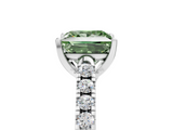 White gold Fancy Green Princess  Cut Pavé Band Solitaire Ring with Four-Prong Setting_5
