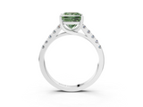 White gold Fancy Green Princess  Cut Pavé Band Solitaire Ring with Four-Prong Setting_9