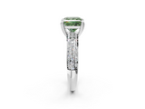 White gold Fancy Green Princess  Cut Pave Diamond Engagement Ring with Channel Set Band and Four-Prong Setting_2