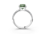 White gold Fancy Green Princess  Cut Pave Diamond Engagement Ring with Channel Set Band and Four-Prong Setting_3