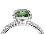 White gold Fancy Green Princess  Cut Pave Diamond Engagement Ring with Channel Set Band and Four-Prong Setting_4