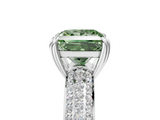 White gold Fancy Green Princess  Cut Pave Diamond Engagement Ring with Channel Set Band and Four-Prong Setting_5