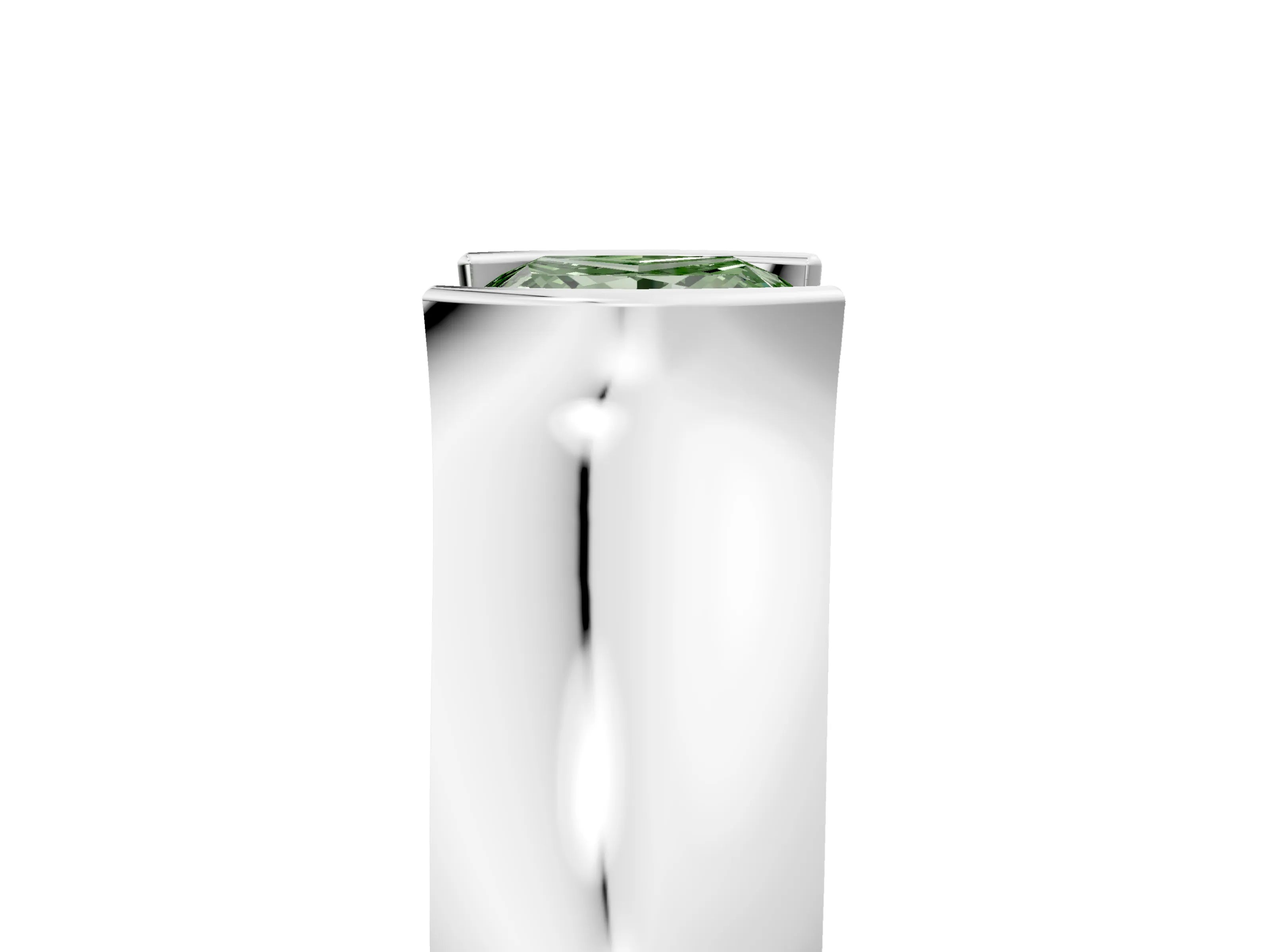 White gold Fancy Green Princess Cut Solitaire Bezel Set Diamond Ring with Wide Band_17