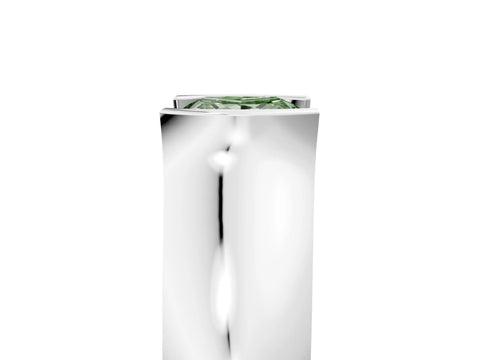 White gold Fancy Green Princess Cut Solitaire Bezel Set Diamond Ring with Wide Band_17