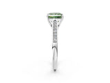 White gold Fancy Green Princess Cut Solitaire Cathedral Diamond Engagement Ring with Channel-Set Band and Four-Prong Setting_17