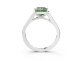 White gold Fancy Green Princess Cut Solitaire Cathedral Diamond Engagement Ring with Channel-Set Band and Four-Prong Setting_18