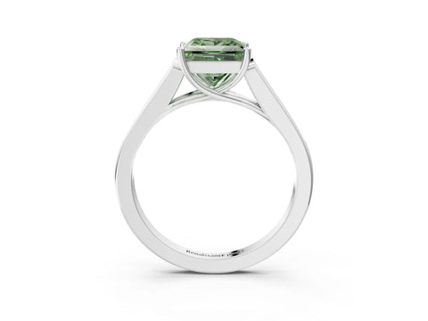 White gold Fancy Green Princess Cut Solitaire Cathedral Diamond Engagement Ring with Channel-Set Band and Four-Prong Setting_18