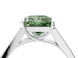 White gold Fancy Green Princess Cut Solitaire Cathedral Diamond Engagement Ring with Channel-Set Band and Four-Prong Setting_19