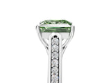 White gold Fancy Green Princess Cut Solitaire Cathedral Diamond Engagement Ring with Channel-Set Band and Four-Prong Setting_20