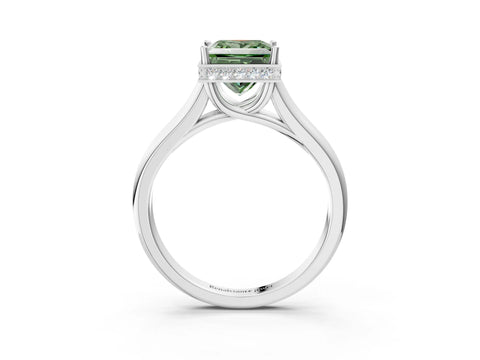 White gold Fancy Green Princess Cut Solitaire Diamond Engagement Ring with Four-Prong Setting and Tapered Band_15