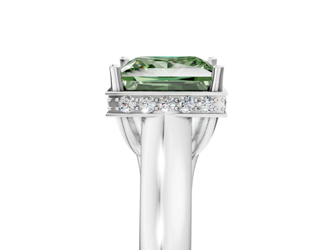 White gold Fancy Green Princess Cut Solitaire Diamond Engagement Ring with Four-Prong Setting and Tapered Band_17