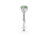 White gold Fancy Green Princess Cut Solitaire Diamond Engagement Ring with Pavé Band and Six-Prong Setting_14
