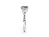 White gold Fancy Green Princess Cut Solitaire Diamond Engagement Ring with Pavé Band and Six-Prong Setting_14
