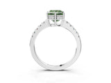 White gold Fancy Green Princess Cut Solitaire Diamond Engagement Ring with Pavé Band and Six-Prong Setting_15