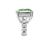 White gold Fancy Green Princess Cut Solitaire Diamond Engagement Ring with Pavé Band and Six-Prong Setting_17