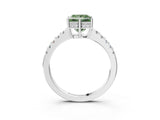 White gold Fancy Green Princess Cut Solitaire Diamond Engagement Ring with Pavé Band and Six-Prong Setting_21