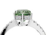 White gold Fancy Green Princess Cut Solitaire Diamond Engagement Ring with Pavé Band and Six-Prong Setting_22