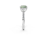 White gold Fancy Green Princess Cut Solitaire Diamond Engagement Ring with Pavé Band and Six-Prong Setting_26