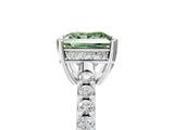 White gold Fancy Green Princess Cut Solitaire Diamond Engagement Ring with Pavé Band and Six-Prong Setting_29