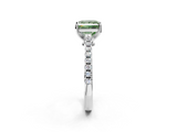 White gold Fancy Green Princess  Cut Solitaire Diamond Engagement Ring with Pave Band and Four-Prong Setting_2