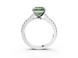 White gold Fancy Green Princess  Cut Solitaire Diamond Engagement Ring with Pave Band and Four-Prong Setting_3