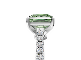 White gold Fancy Green Princess  Cut Solitaire Diamond Engagement Ring with Pave Band and Four-Prong Setting_5