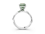 White gold Fancy Green Princess Cut Solitaire Diamond Engagement Ring with Twisted Pave Band and Four-Prong Setting_22