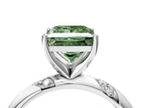 White gold Fancy Green Princess Cut Solitaire Diamond Engagement Ring with Twisted Pave Band and Four-Prong Setting_23