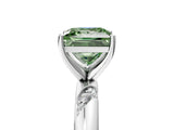 White gold Fancy Green Princess Cut Solitaire Diamond Engagement Ring with Twisted Pave Band and Four-Prong Setting_24