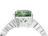 White gold Fancy Green Princess Cut Solitaire Diamond Ring with Infinity Twist Band and Four-Prong Setting_4