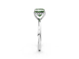 White gold Fancy Green Princess Cut Solitaire Diamond Ring with Prong Setting and Plain Band_14
