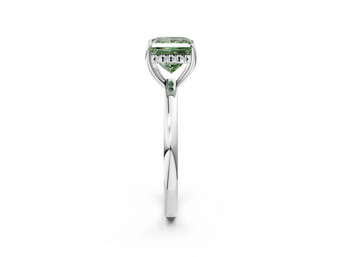 White gold Fancy Green Princess Cut Solitaire Diamond Ring with Prong Setting and Plain Band_14