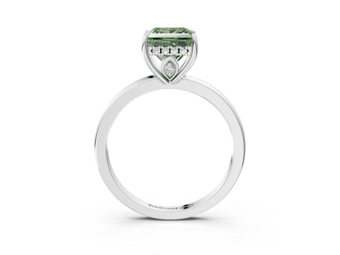 White gold Fancy Green Princess Cut Solitaire Diamond Ring with Prong Setting and Plain Band_15