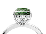 White gold Fancy Green Princess Cut Solitaire Diamond Ring with Prong Setting and Plain Band_16