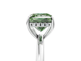 White gold Fancy Green Princess Cut Solitaire Diamond Ring with Prong Setting and Plain Band_17