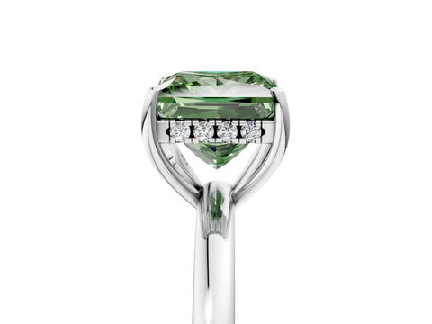 White gold Fancy Green Princess Cut Solitaire Diamond Ring with Prong Setting and Plain Band_17