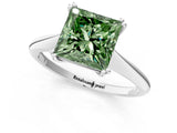 White gold Fancy Green Princess Cut Solitaire Diamond Ring with Six-Prong Setting and Classic Band_45