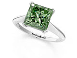 White gold Fancy Green Princess Cut Solitaire Diamond Ring with Six-Prong Setting and Classic Band_63