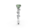 White gold Fancy Green Princess  Cut Solitaire Diamond Twisted Band with Pave Setting_2