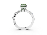 White gold Fancy Green Princess  Cut Solitaire Diamond Twisted Band with Pave Setting_3