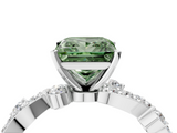 White gold Fancy Green Princess  Cut Solitaire Diamond Twisted Band with Pave Setting_4