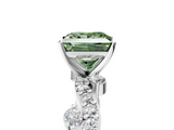 White gold Fancy Green Princess  Cut Solitaire Diamond Twisted Band with Pave Setting_5