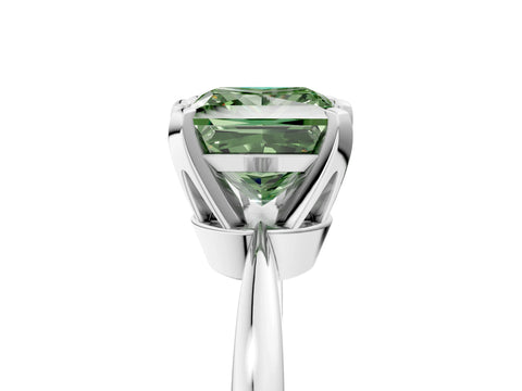 White gold Fancy Green Princess Cut Solitaire Engagement Ring with Six-Prong Setting and Tapered Band_5