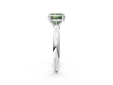 White gold Fancy Green Princess  Cut Solitaire Engagement Ring with Tapered Band and Four-Prong Setting 3