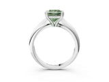 White gold Fancy Green Princess  Cut Solitaire Engagement Ring with Tapered Band and Four-Prong Setting 4
