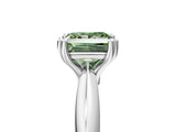 White gold Fancy Green Princess  Cut Solitaire Engagement Ring with Tapered Band and Four-Prong Setting
