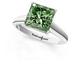 White gold Fancy Green Princess Cut Solitaire Engagement Ring with Tapered Band and Four-Prong Setting_16